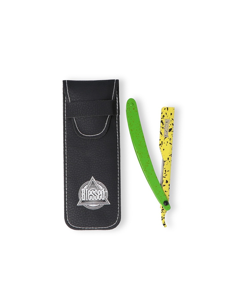 Navaja afeitar neon amarillo + verde Blessed