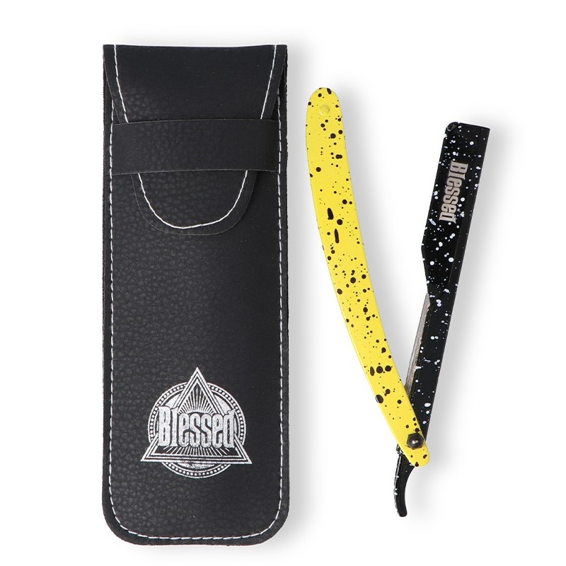 [8423029106324] Navaja afeitar neon negro + amarillo blessed