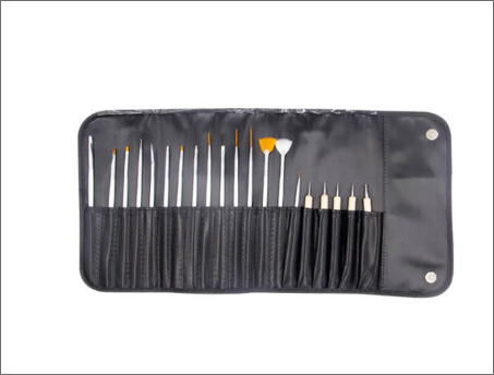 [8423029070250] Pollié Set 15 Pinceles Nail Art+5 Doble Punta Metal