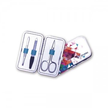 [8410990091209] 3 Claveles Estuche Manicura Blanco-Rombos