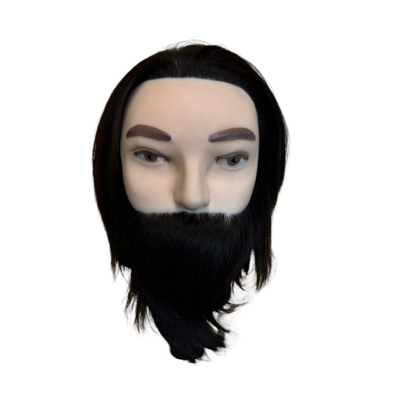 Cabeza Maniqui Hombre Con Barba Pelo Natural