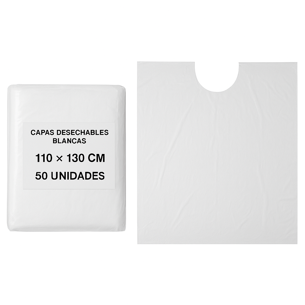 Capas Desechables Blancas 110X130Cm 50Unidades
