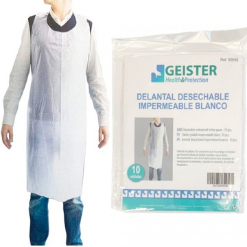 [8427496006989] Delantal Desechable Impermeable Blanco 10 Unidades